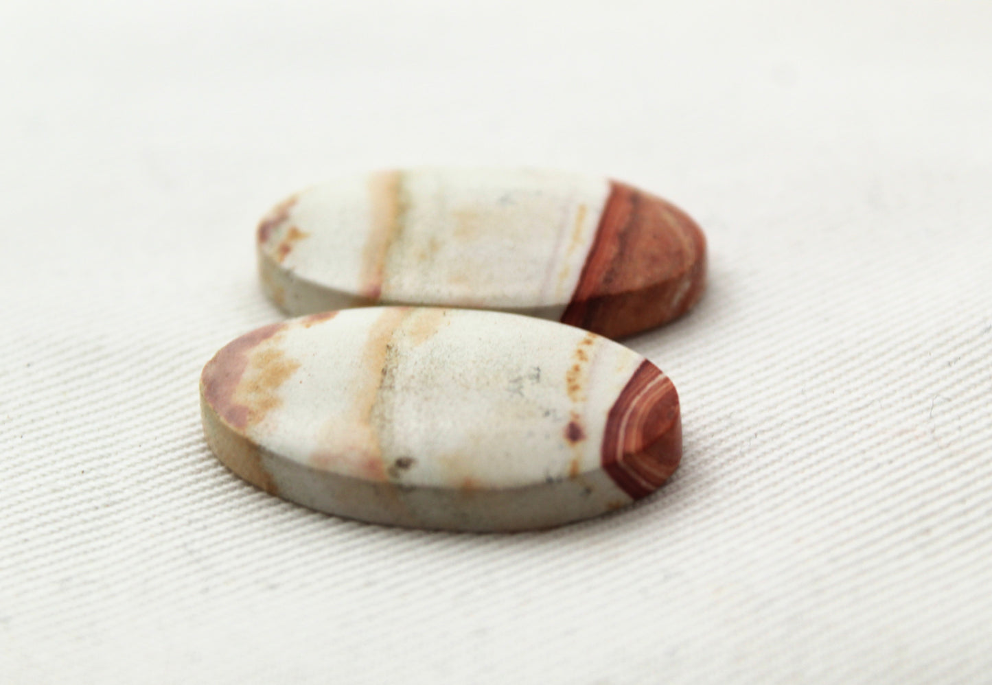 TWO Retro Jasper Cabochon orange Oval