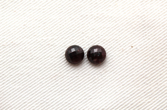 TWO round Red Garnet rose cut round faceted cabochons 6MM