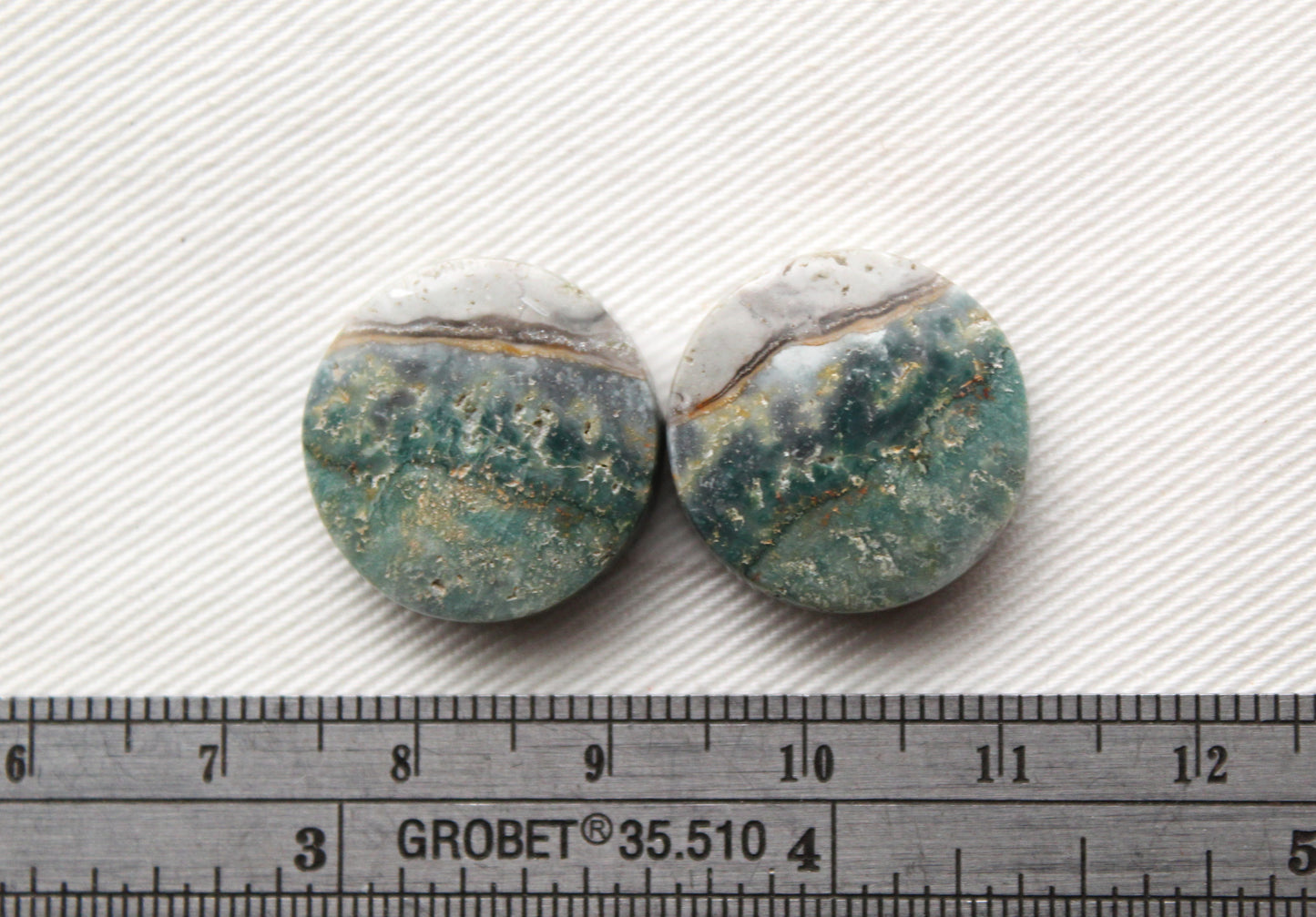 Green Jasper cabochons Gemstone round pair 19MM