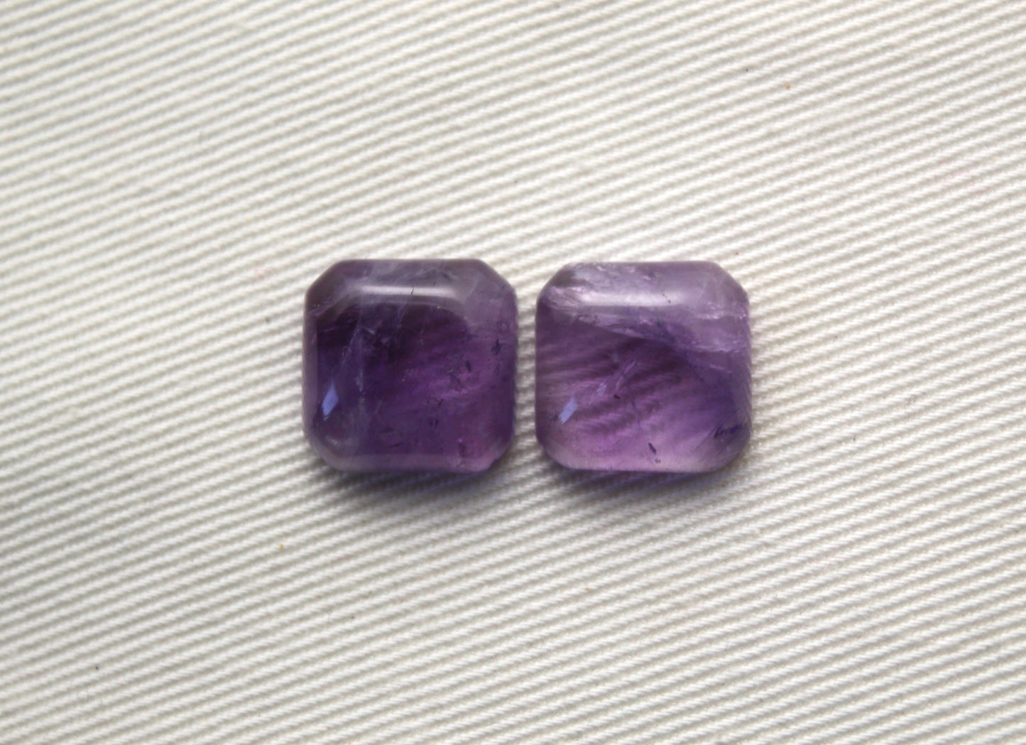 TWO amethyst Chevron Square emerald cabochons 12MM