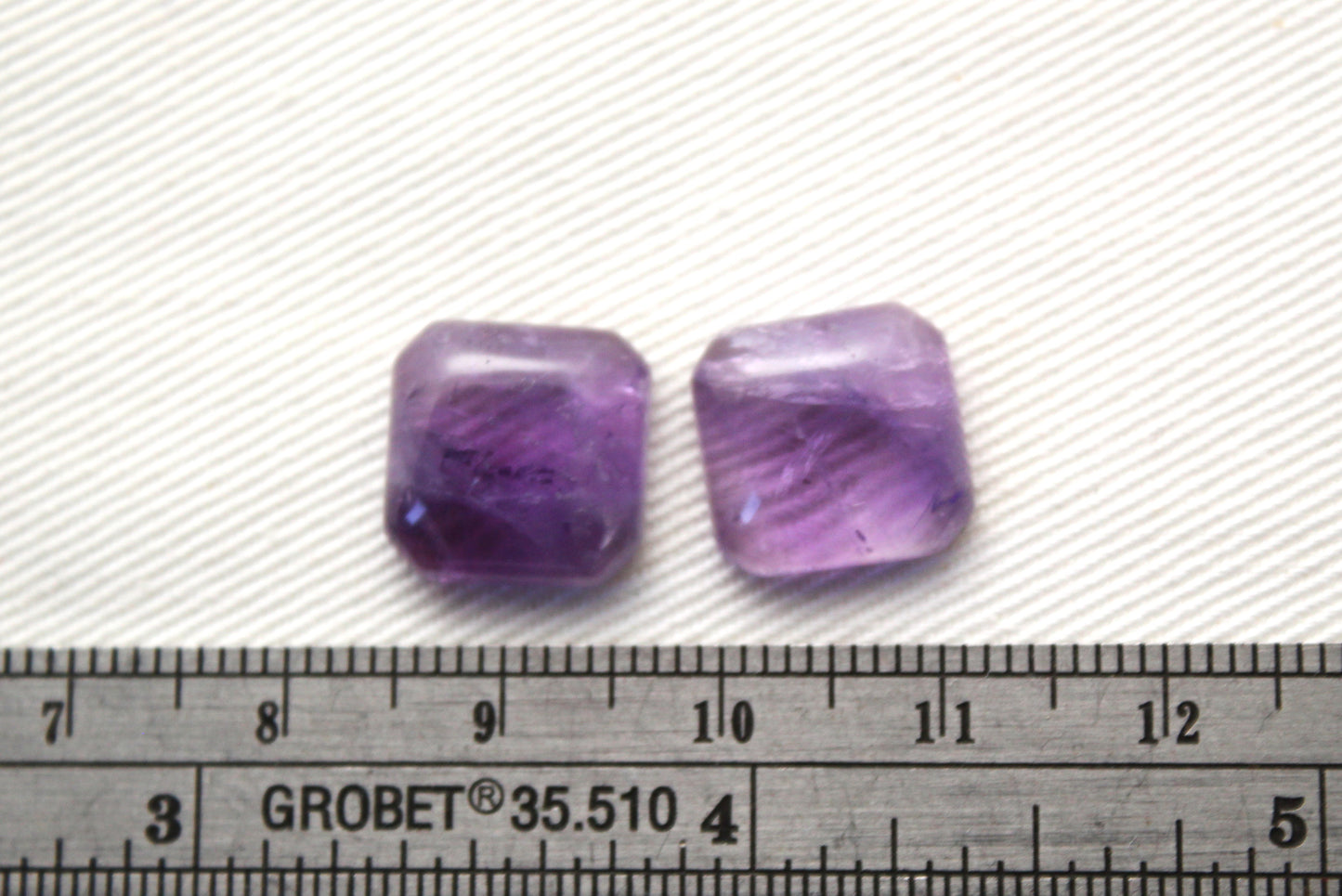 TWO amethyst Chevron Square emerald cabochons 12MM