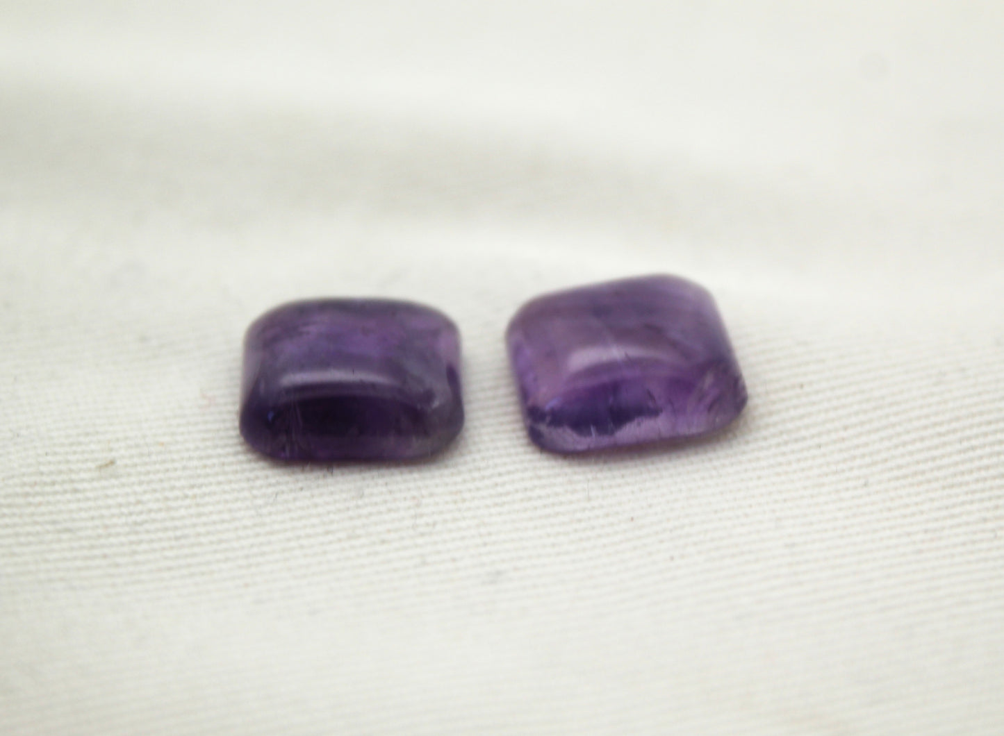 TWO amethyst Chevron Square emerald cabochons 12MM