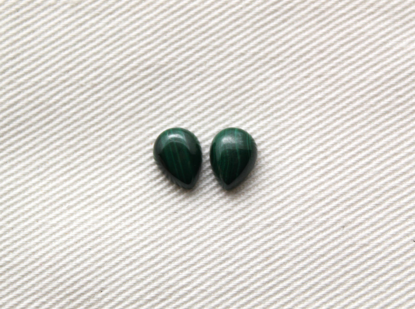 TWO MINI pear Malachite Cabochons Green Gemstones 6X8MM