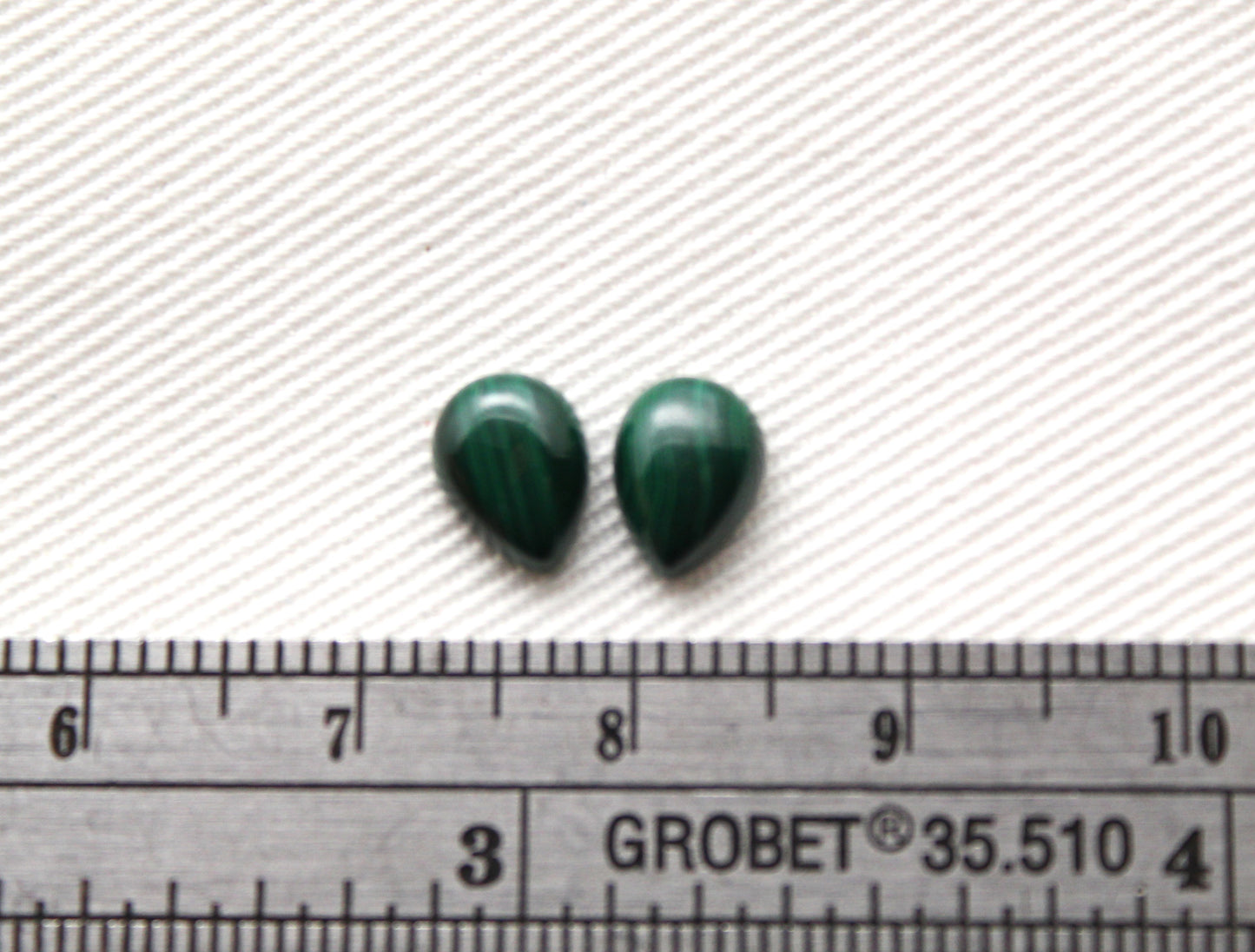 TWO MINI pear Malachite Cabochons Green Gemstones 6X8MM