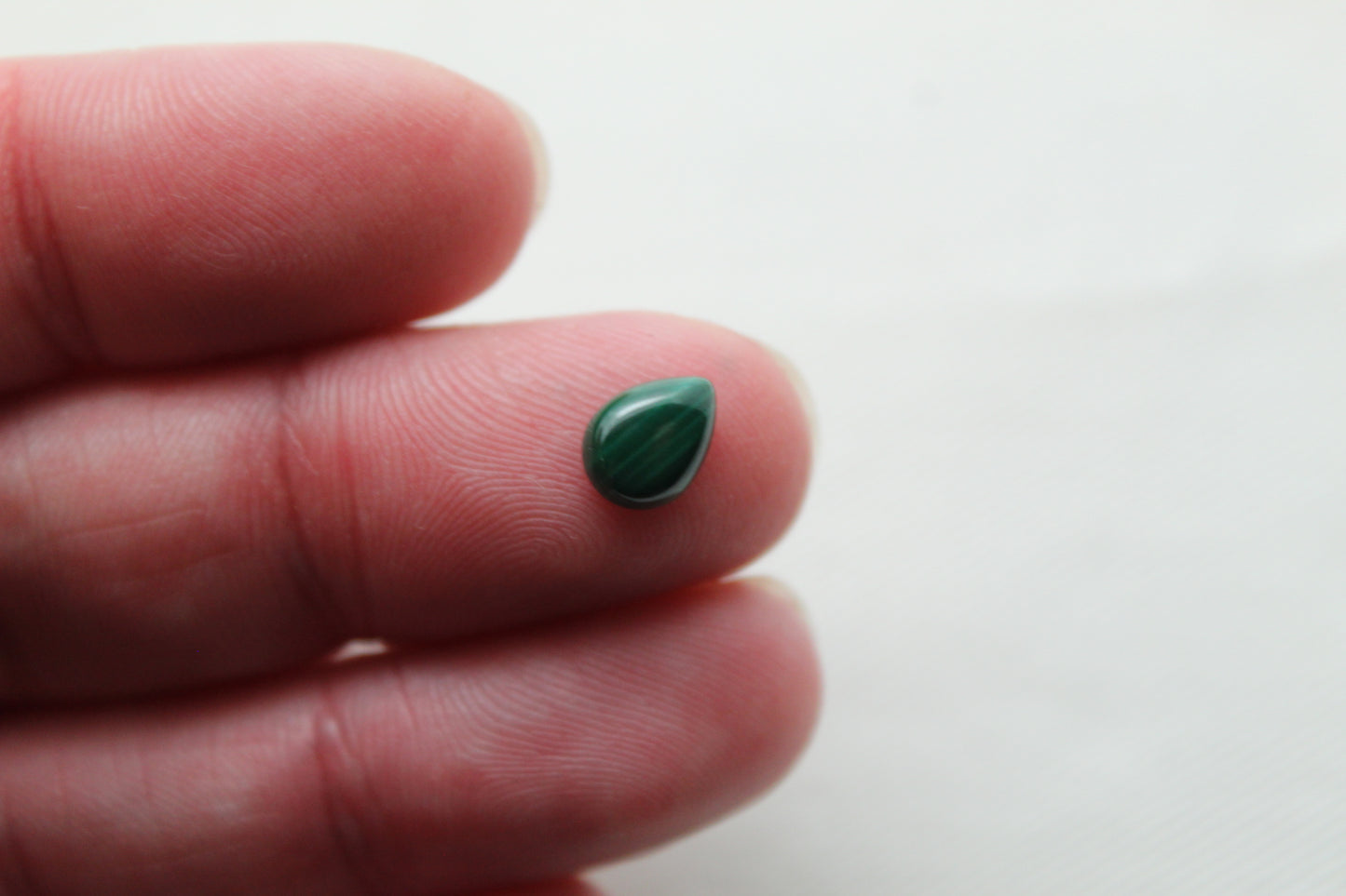 TWO MINI pear Malachite Cabochons Green Gemstones 6X8MM