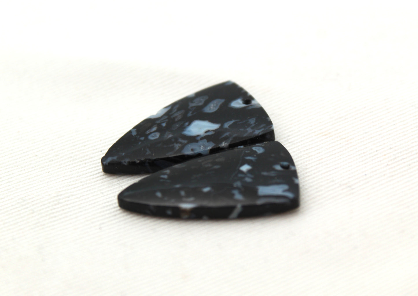 Black Palm Wood Cabochon Pair natural gemstones DRILLED