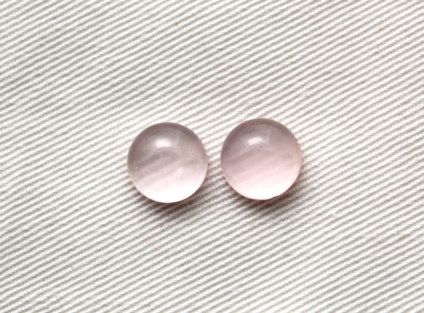 TWO Pink Quartz cabochons Gemstones round 10MM