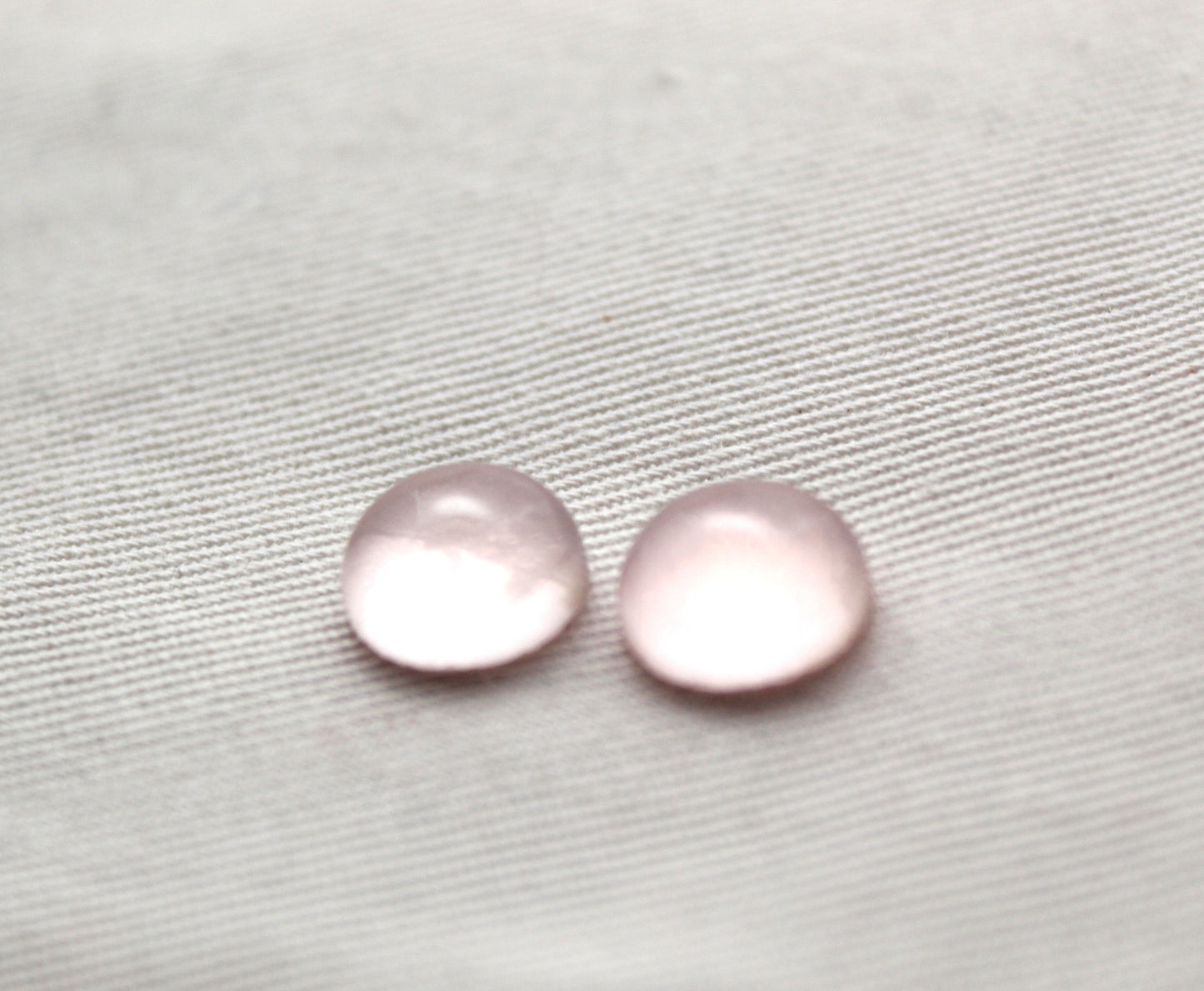 TWO Pink Quartz cabochons Gemstones round 10MM
