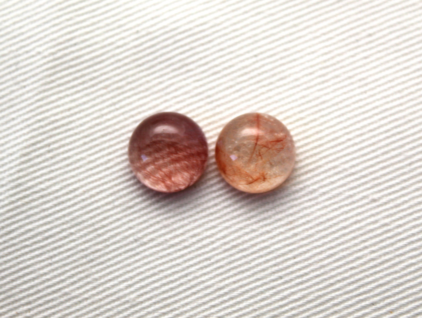 TWO Hematoid Quartz cabochons round Gemstones 10MM