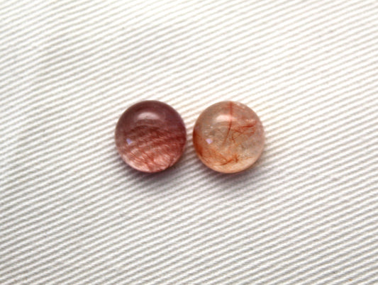 TWO Hematoid Quartz cabochons round Gemstones 10MM