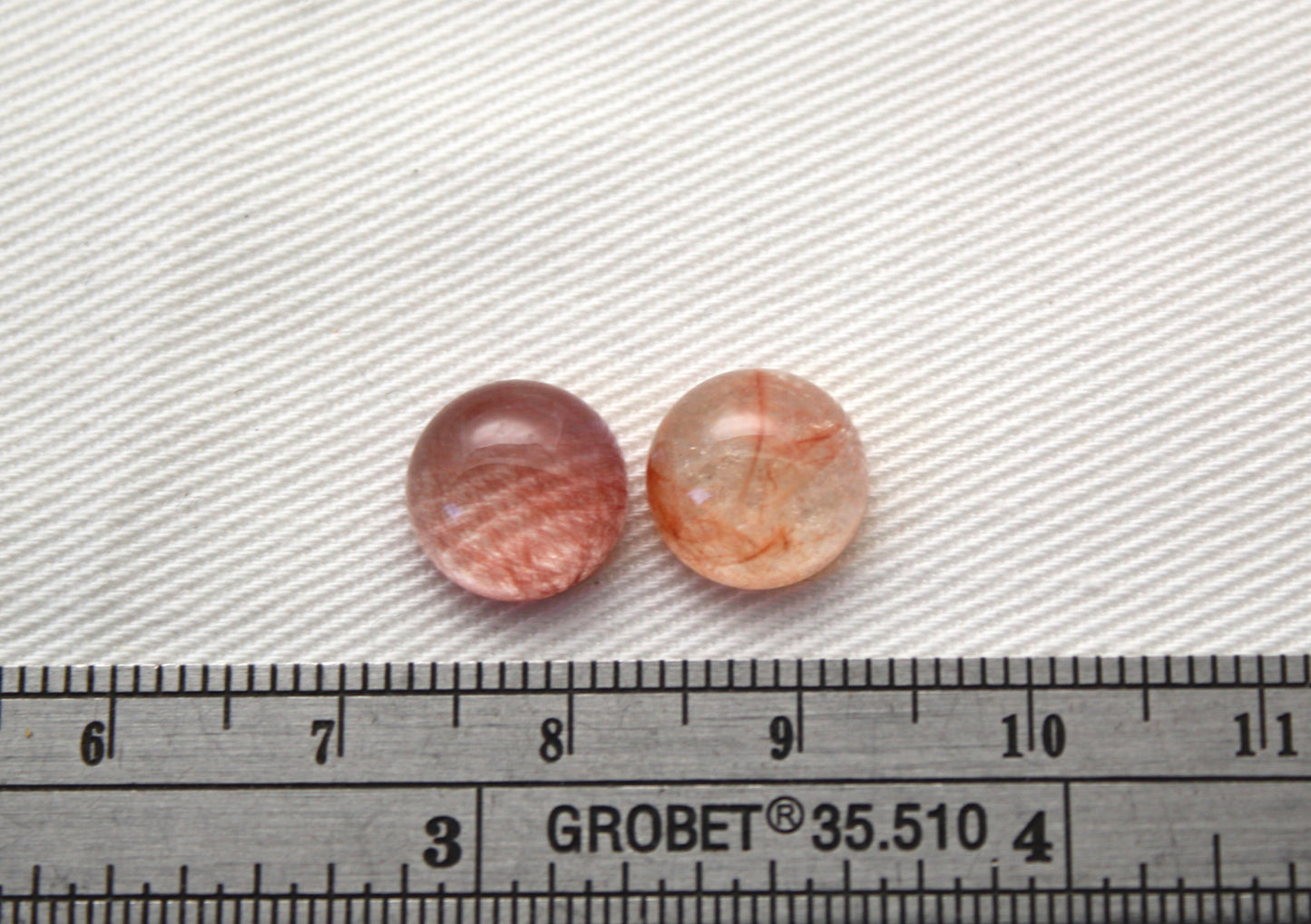 TWO Hematoid Quartz cabochons round Gemstones 10MM