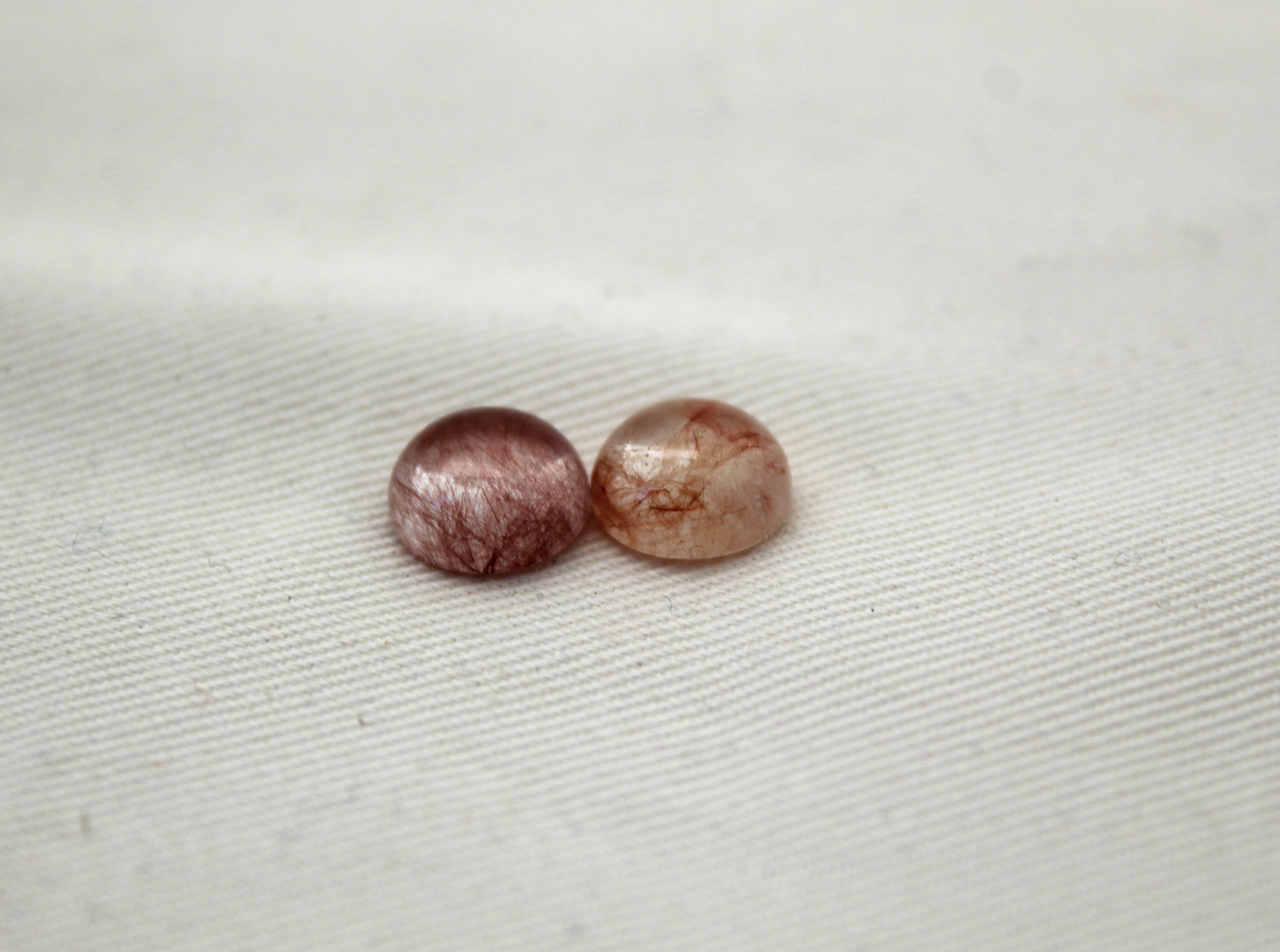 TWO Hematoid Quartz cabochons round Gemstones 10MM