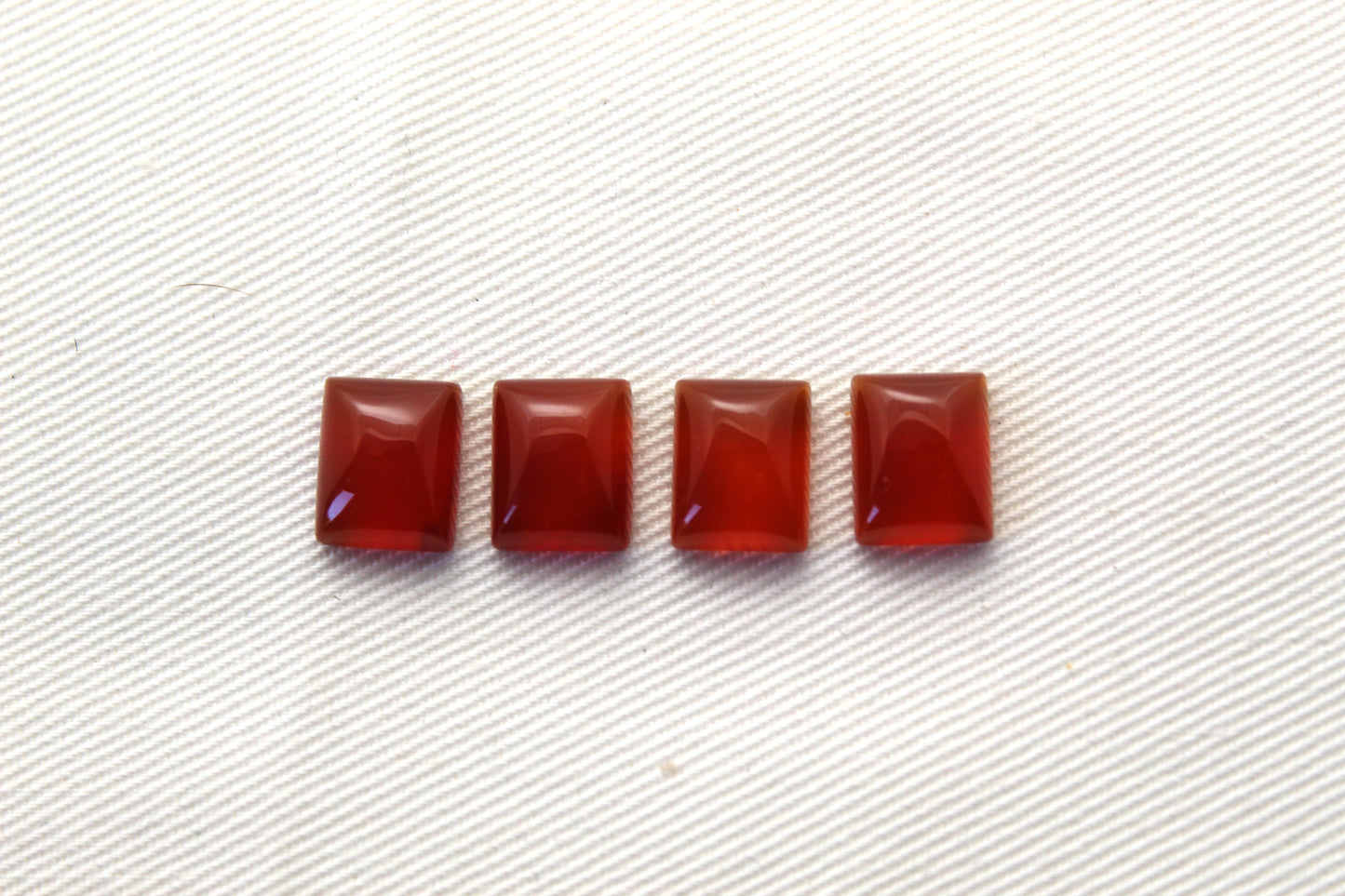 FOUR Carnelian cabochons Orange rectangle 8x10mm LAST ONES
