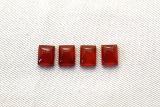 FOUR Carnelian cabochons Orange rectangle 8x10mm LAST ONES