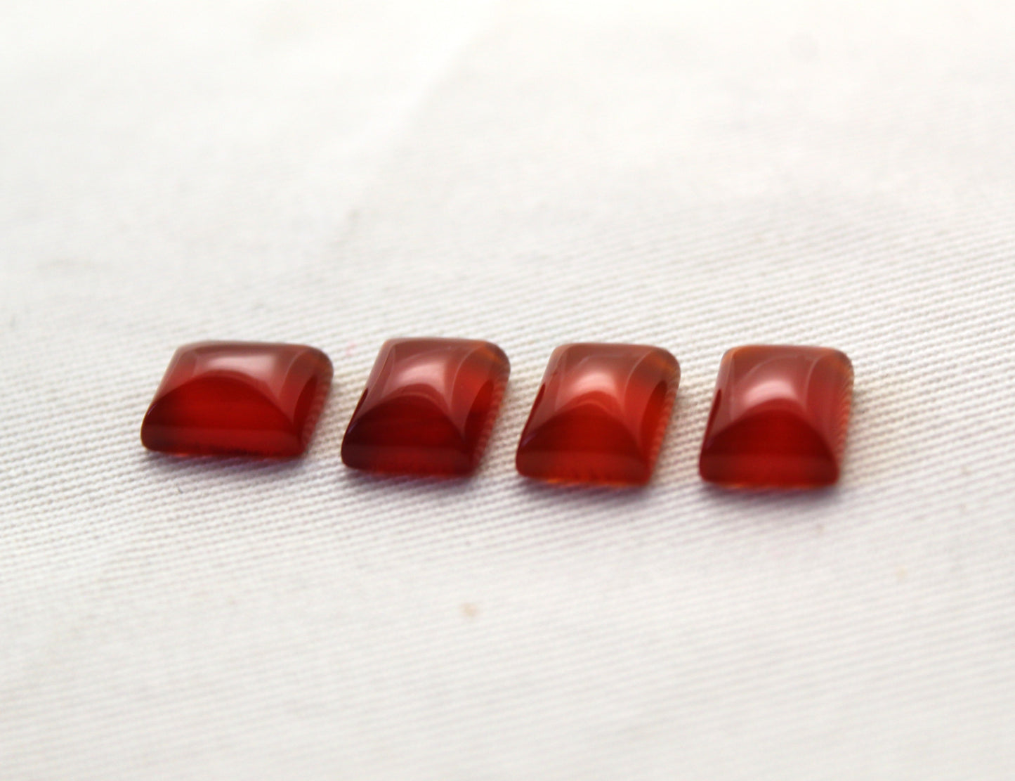 FOUR Carnelian cabochons Orange rectangle 8x10mm LAST ONES