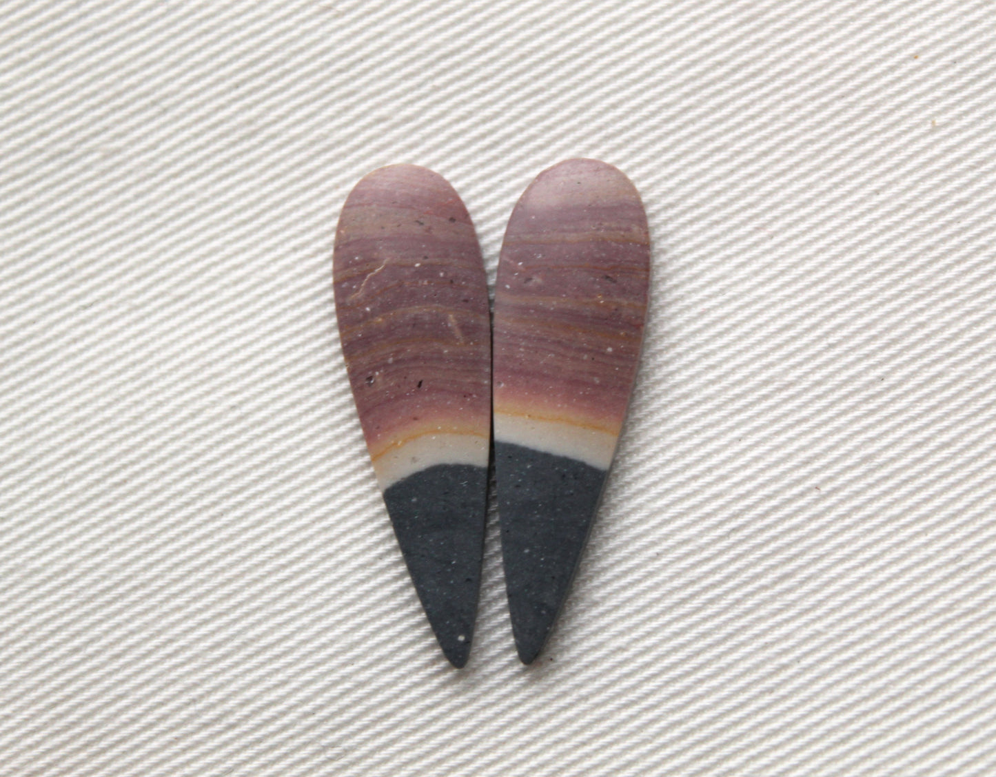 THIN pair of Indonesian Polychrome Jasper Cabochons