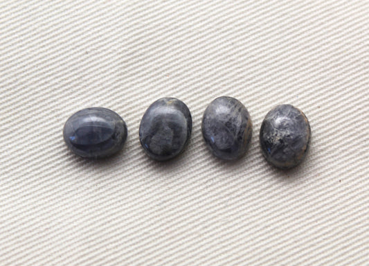 FOUR Iolite cabochons gemstones 8X10MM oval
