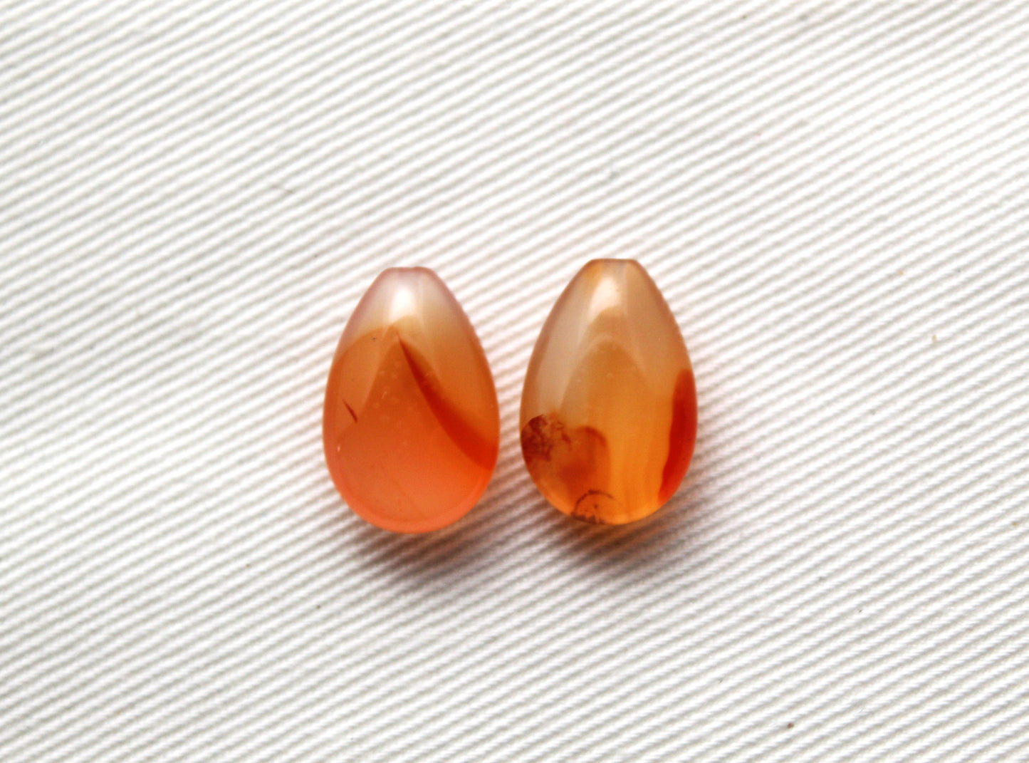 Pair of Carnelian Gemstones top drilled 10x15MM