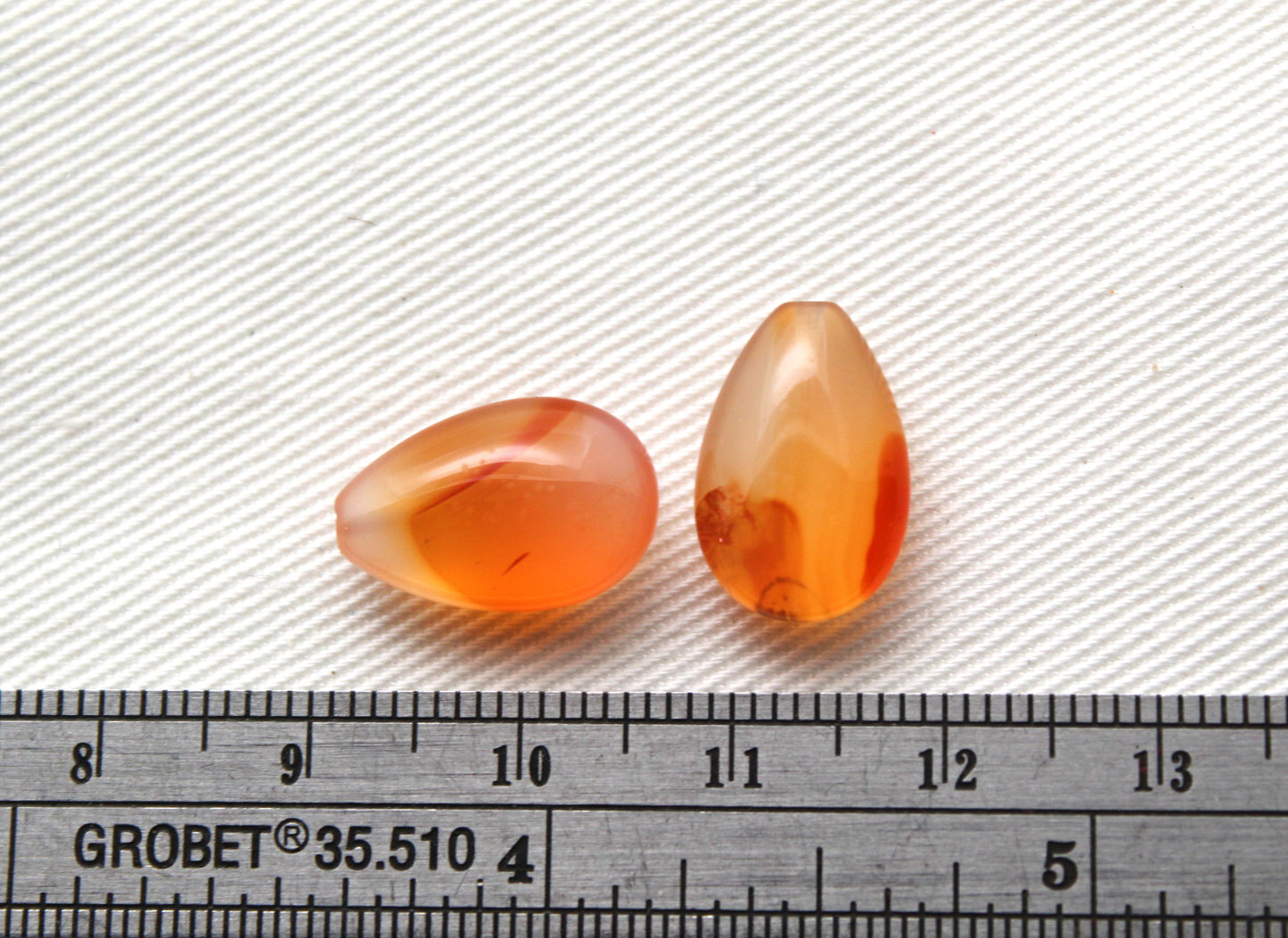 Pair of Carnelian Gemstones top drilled 10x15MM