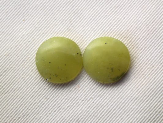 Vesuvianite Cabochon Pair Gemstone light green round 16MM
