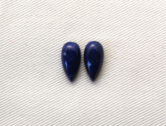 Lapis Lazuli pair cabochons 7X14MM blue gemstone pear