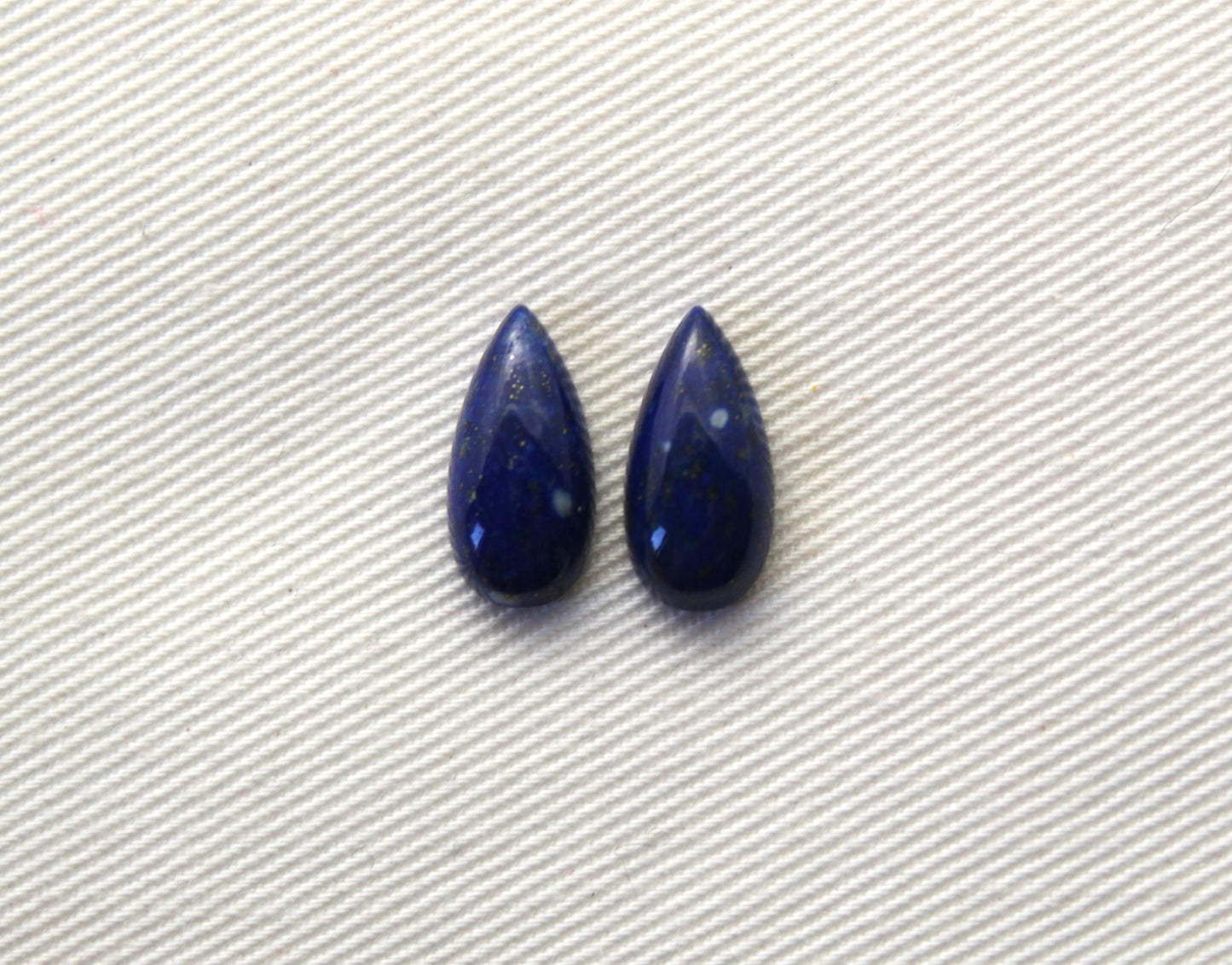 Lapis Lazuli pair cabochons 7X14MM blue gemstone pear