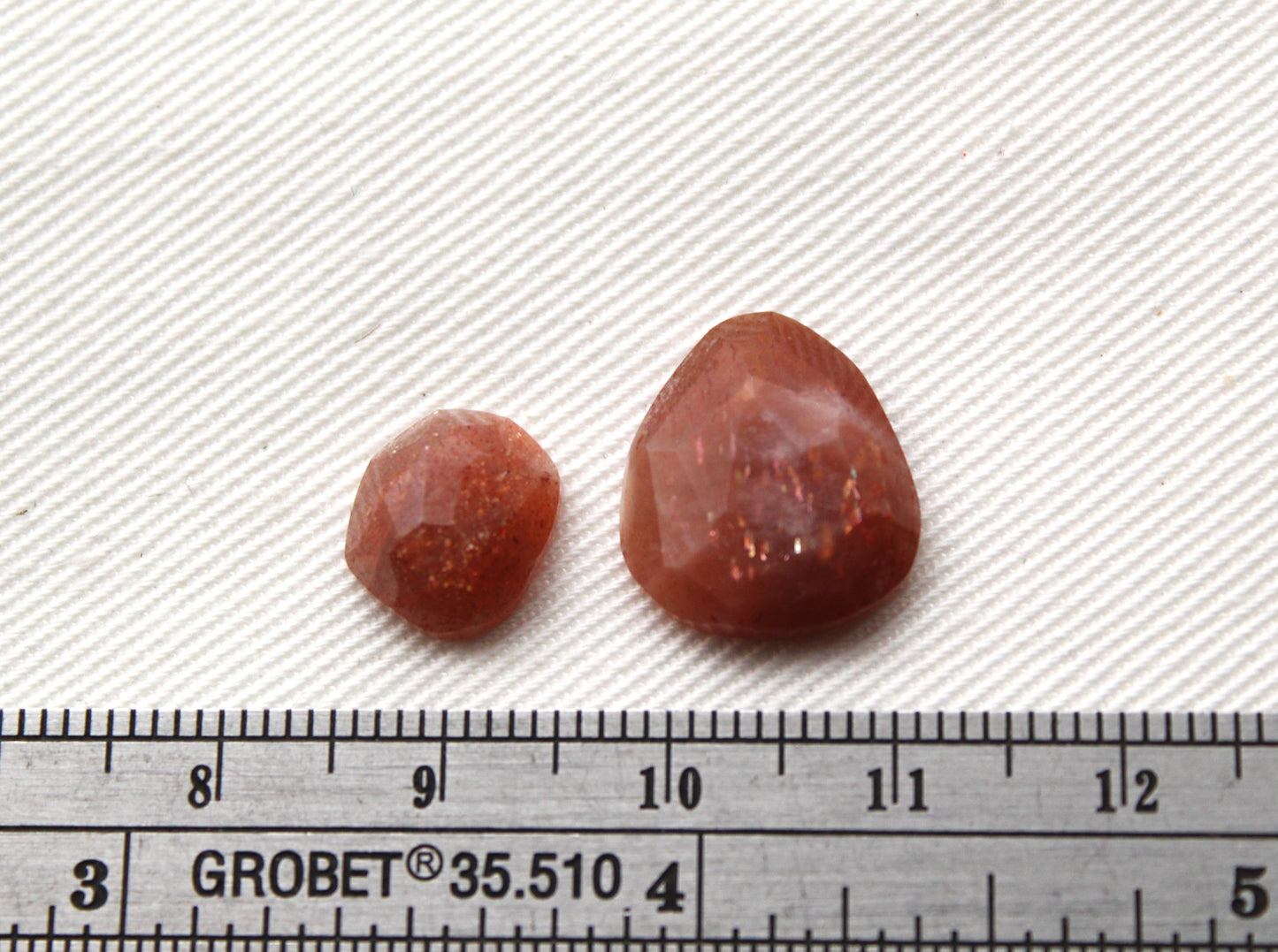 TWO Sunstone cabochons freeform rose cut gemstone orange