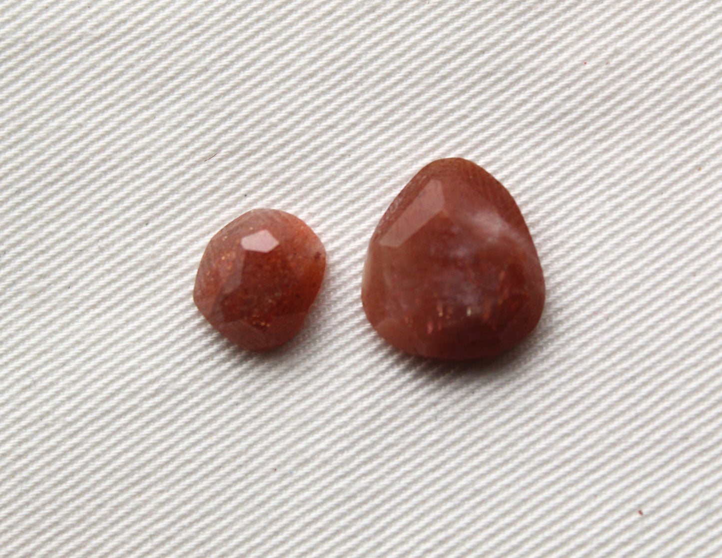 TWO Sunstone cabochons freeform rose cut gemstone orange