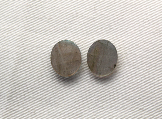 TWO Labradorite Flat Cabochon 10x12MM Oval