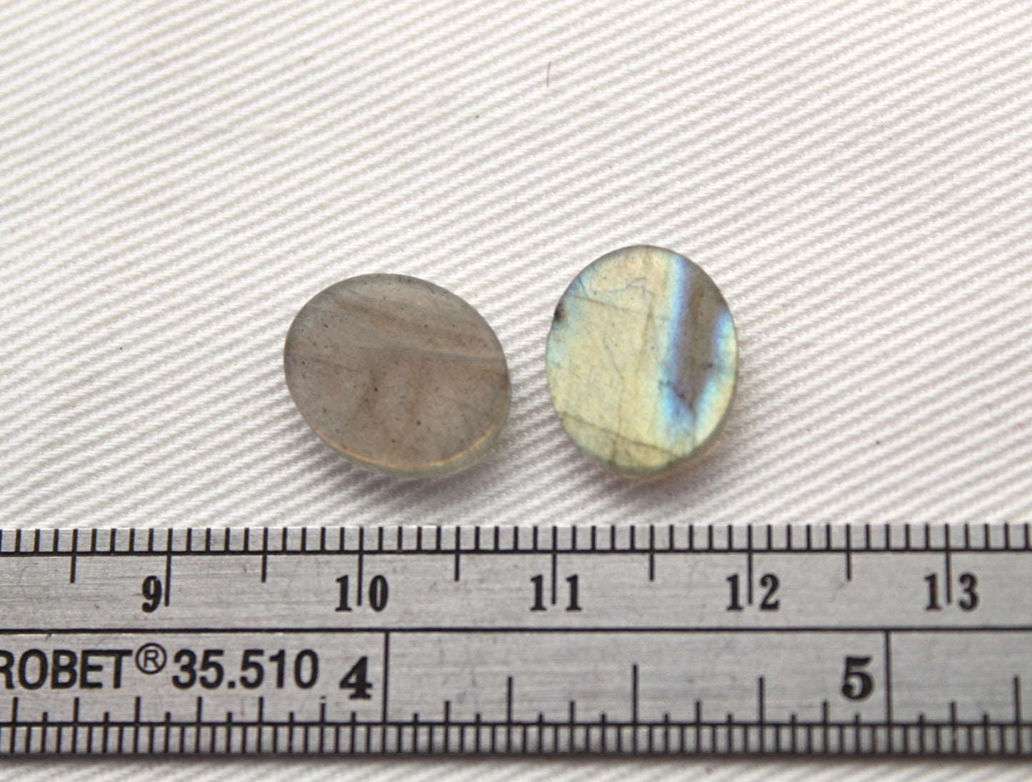 TWO Labradorite Flat Cabochon 10x12MM Oval