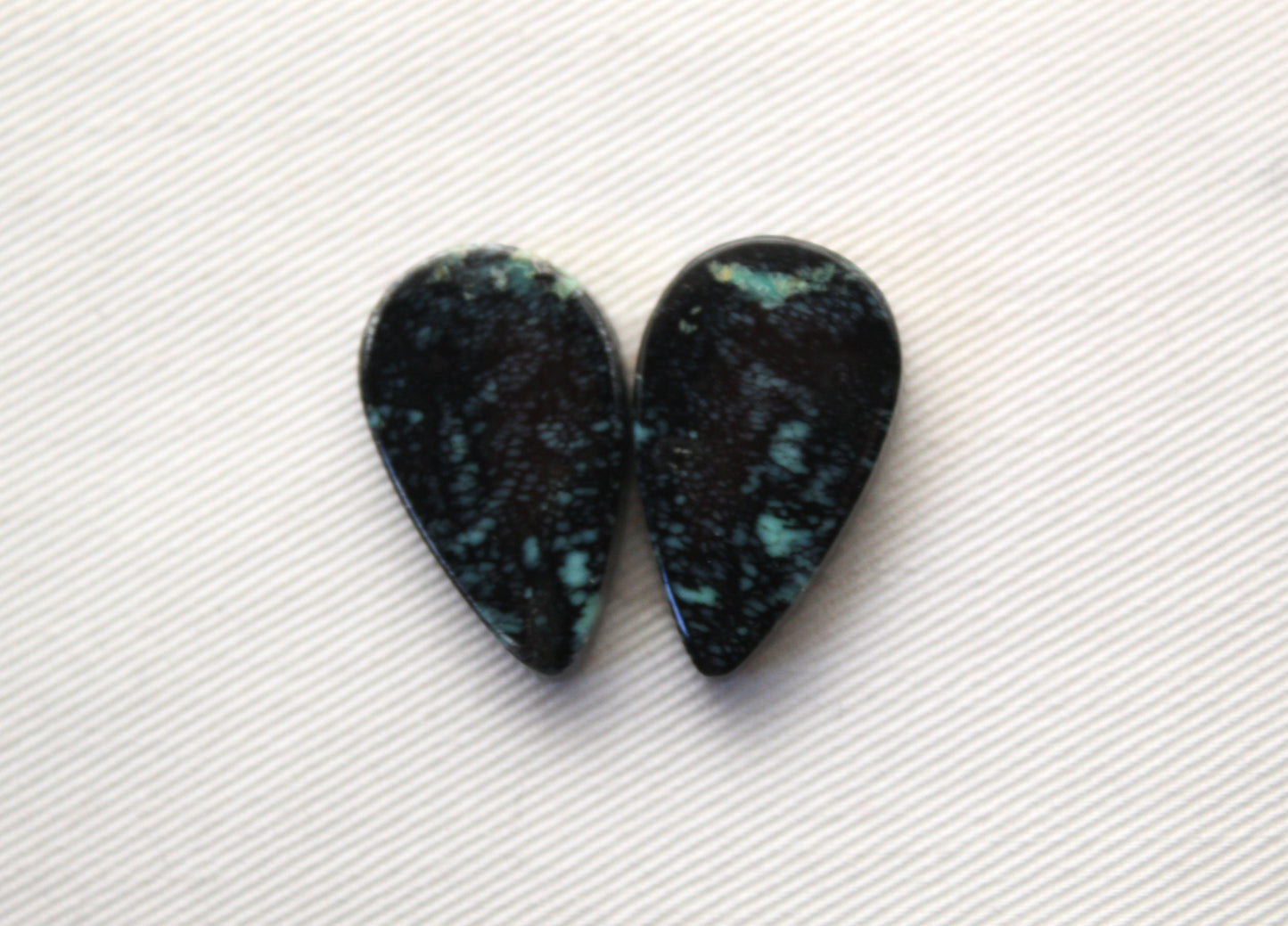 Angel Wing Variscite Cabochon Pair Gemstone black green