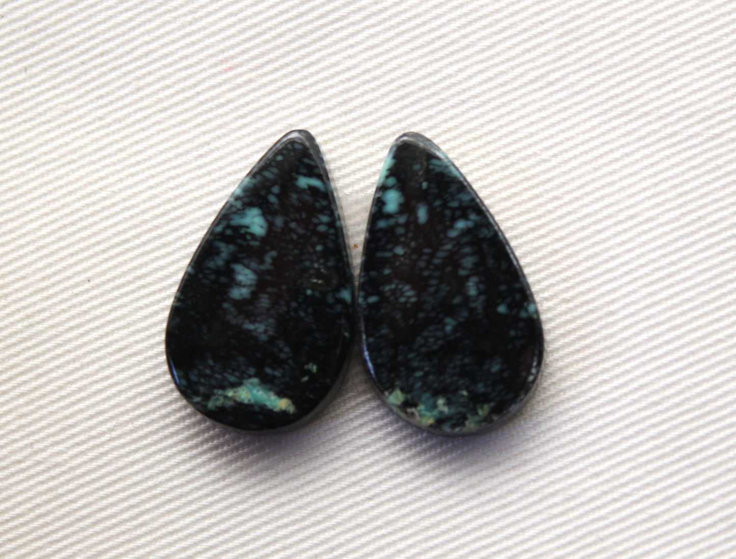 Angel Wing Variscite Cabochon Pair Gemstone black green