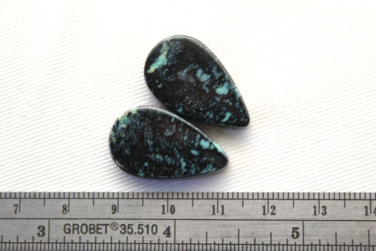 Angel Wing Variscite Cabochon Pair Gemstone black green