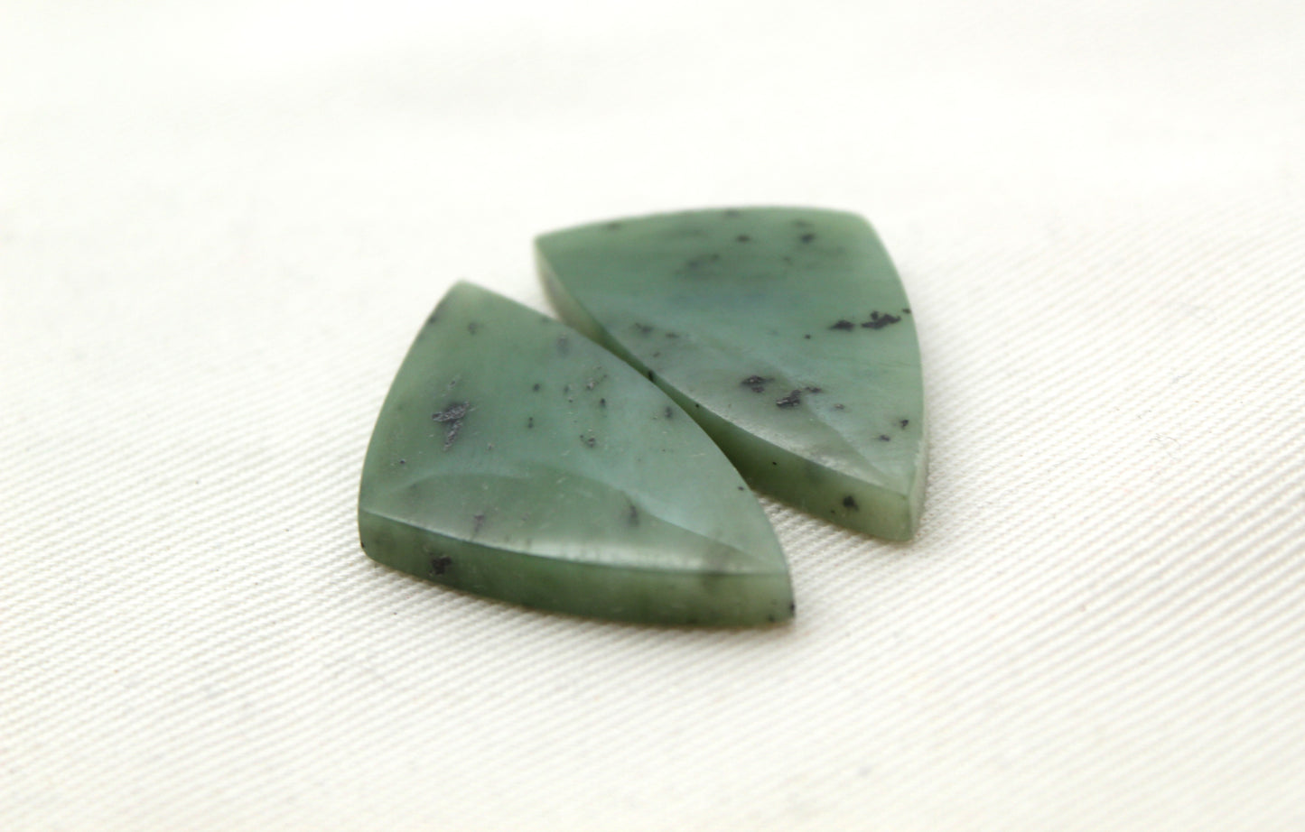 Nephrite Jade Cabochons Pair Gemstone moss green triangle