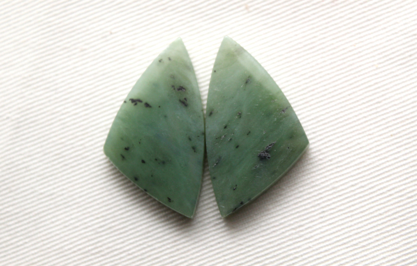 Nephrite Jade Cabochons Pair Gemstone moss green triangle