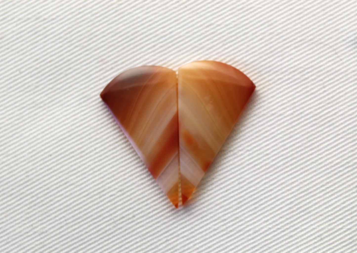 Banded Agate Pair THIN Cabochon Gemstone orange white