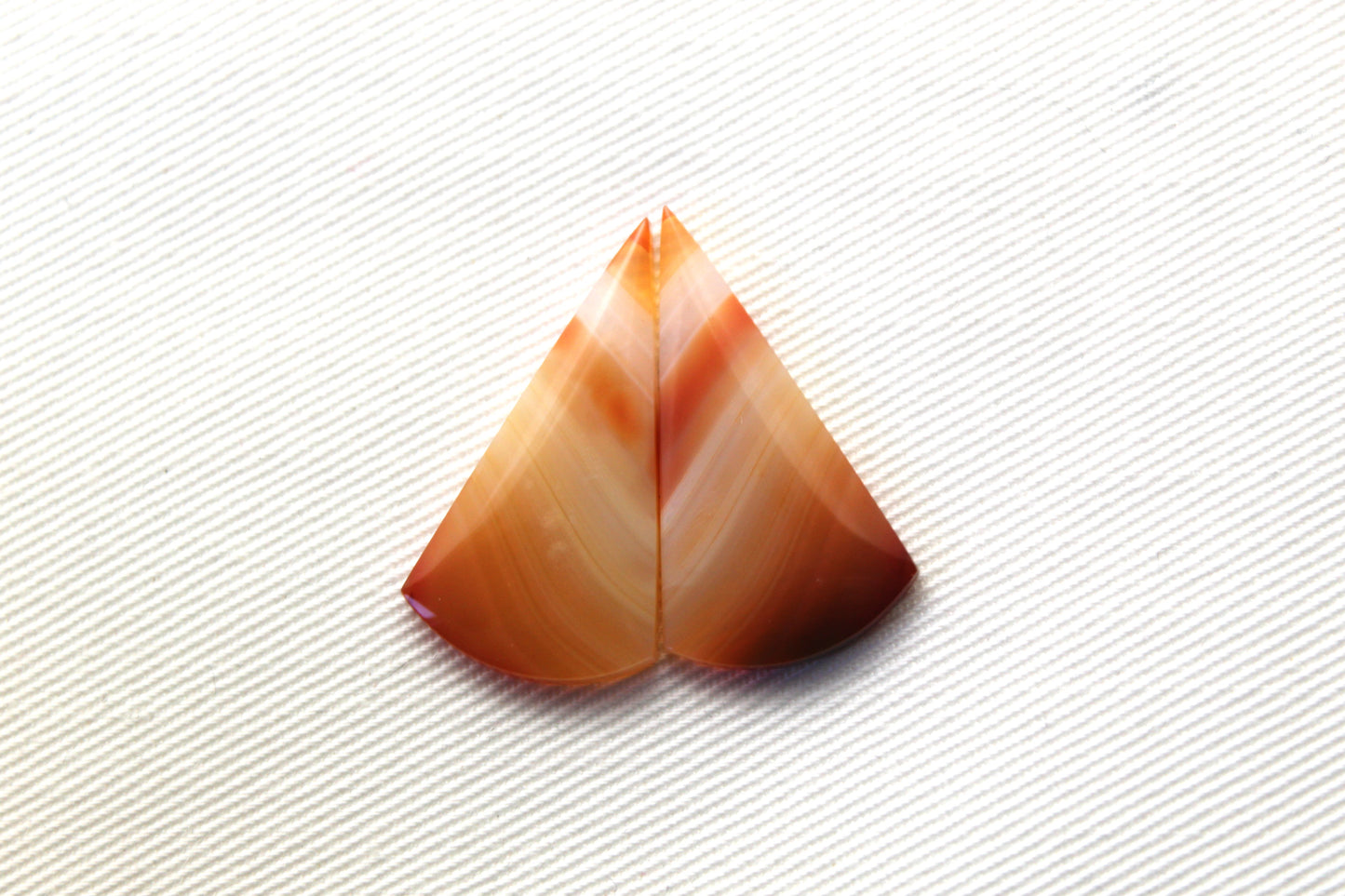 Banded Agate Pair THIN Cabochon Gemstone orange white
