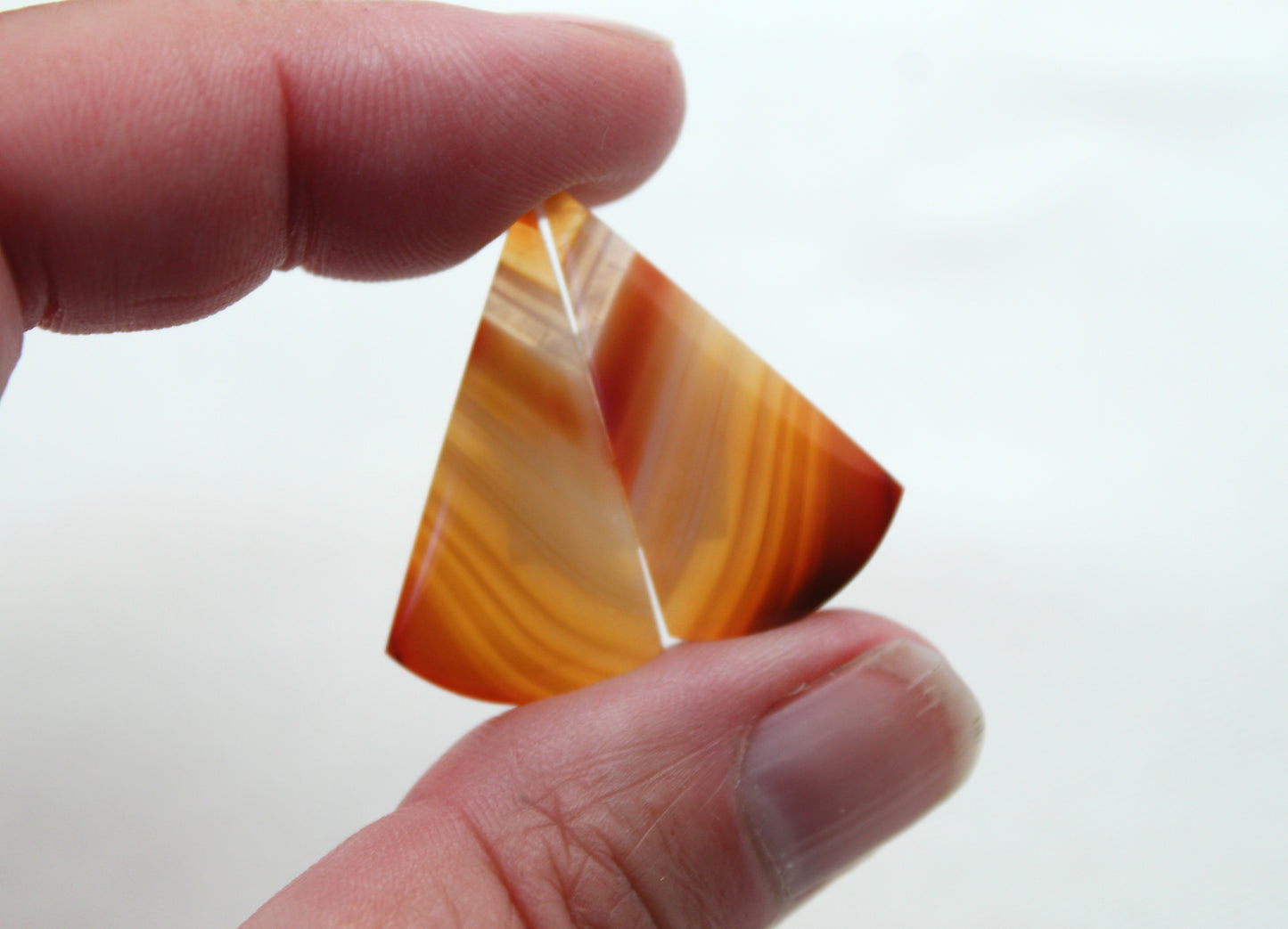 Banded Agate Pair THIN Cabochon Gemstone orange white