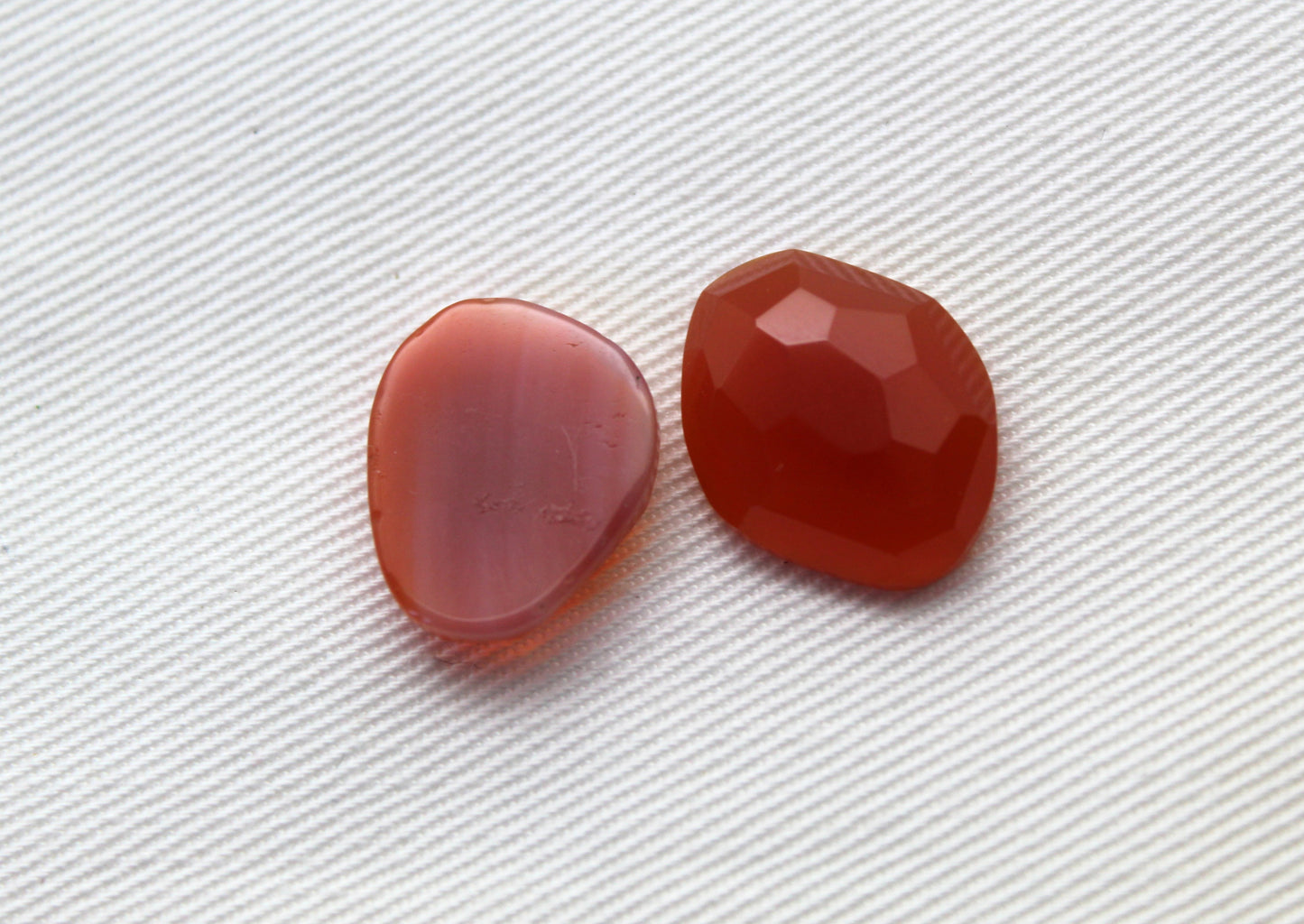 Two Freeform rose cut Carnelian Cabochon Gemstone orange
