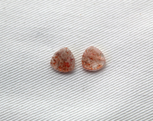 TWO sunstone FLAT cabochons 8MM Gemstones trillion
