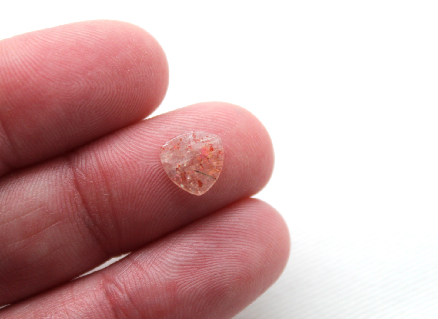 TWO sunstone FLAT cabochons 8MM Gemstones trillion