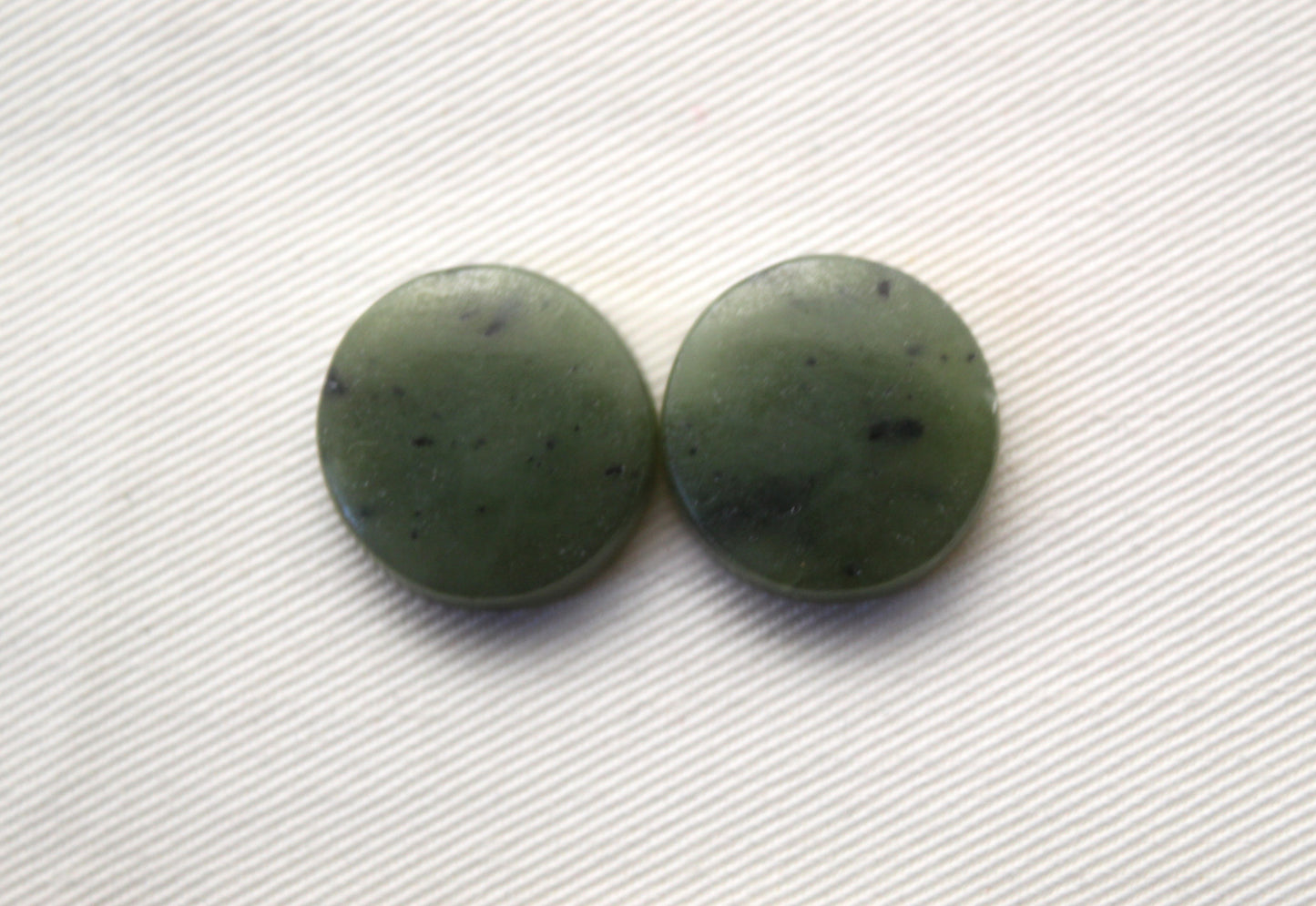 Nephrite Jade Cabochons Pair Gemstone moss green round 19MM