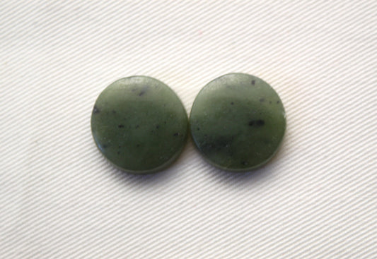 Nephrite Jade Cabochons Pair Gemstone moss green round 19MM