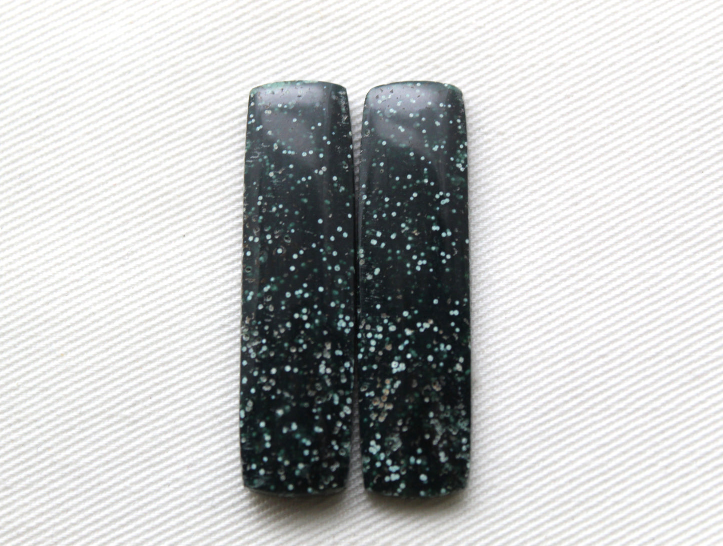 Orbicular Jasper Cabochon Pair Gemstone green rectangle