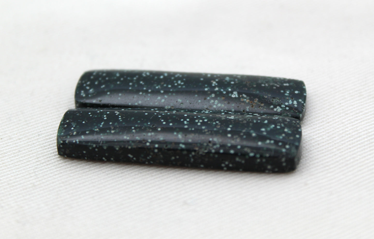 Orbicular Jasper Cabochon Pair Gemstone green rectangle