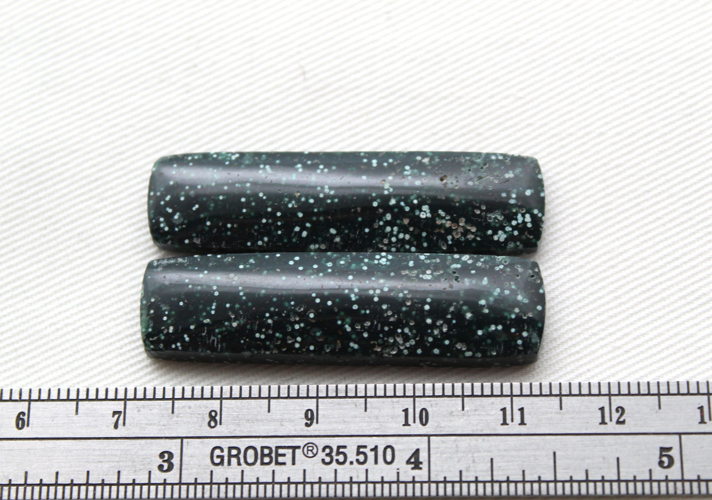 Orbicular Jasper Cabochon Pair Gemstone green rectangle