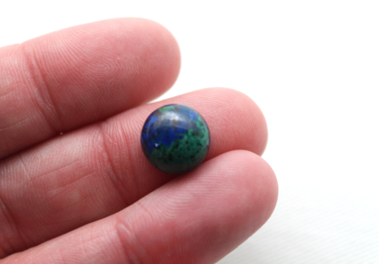 TWO Azurite round cabochons 11MM green blue