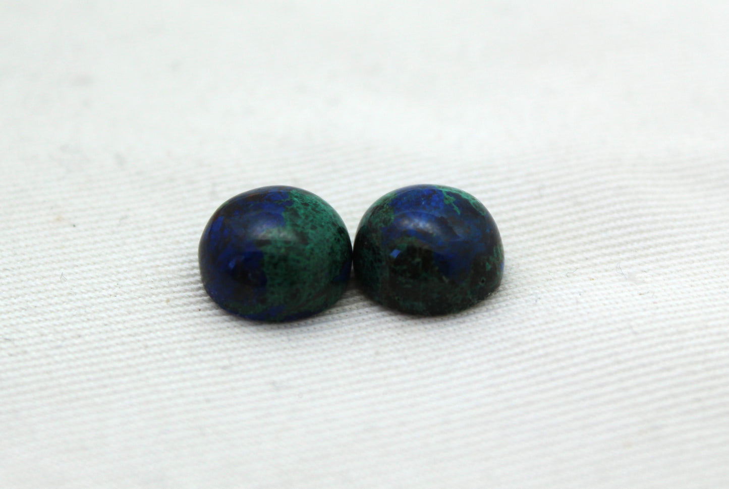 TWO Azurite round cabochons 11MM green blue