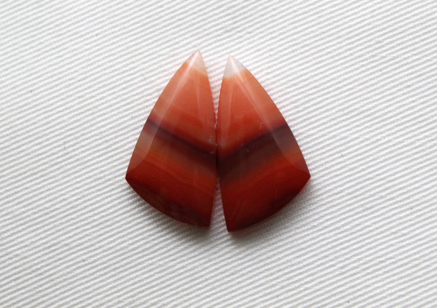 Banded Agates Cabochons pair Gemstone orange