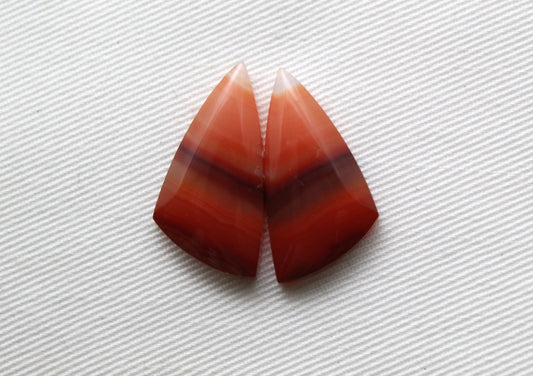Banded Agates Cabochons pair Gemstone orange
